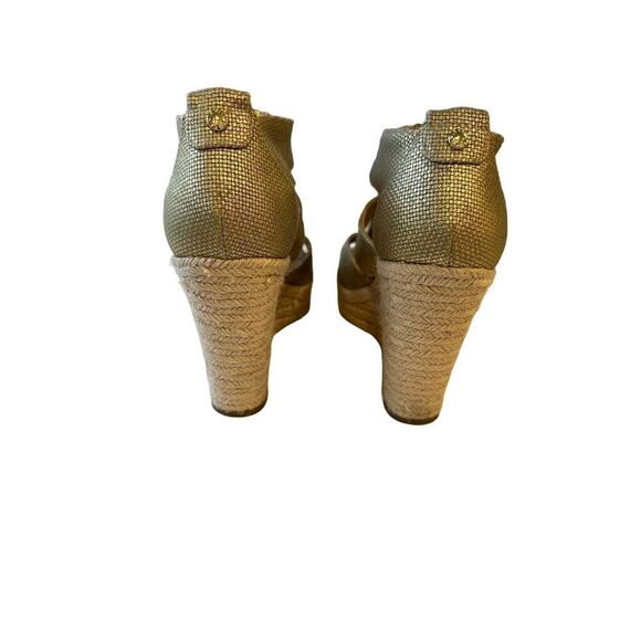 MICHAEL MICHAEL KORS Women's Damita Canvas Espadrille Wedge Gold Size 7.5 - Picture 8 of 14